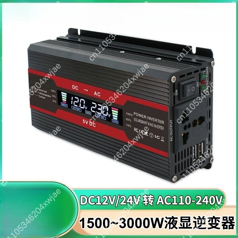 Portable LCD Display Power Inverter 2000W 3000W 12V to 110V 220V Pure Sine Wave for Vehicle EU Standard
