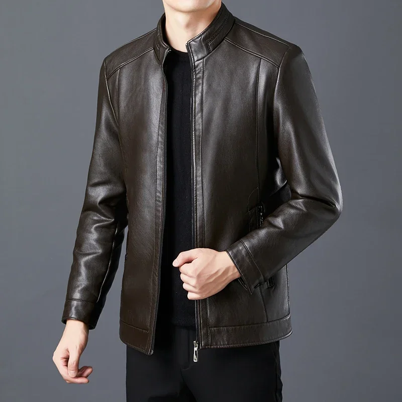 2023 Men Leather Suit Jacket Men Slim Fit Blazer Coat Men Fashion Leather Jacket Streetwear Casual Blazer Jacket Male Outerwear