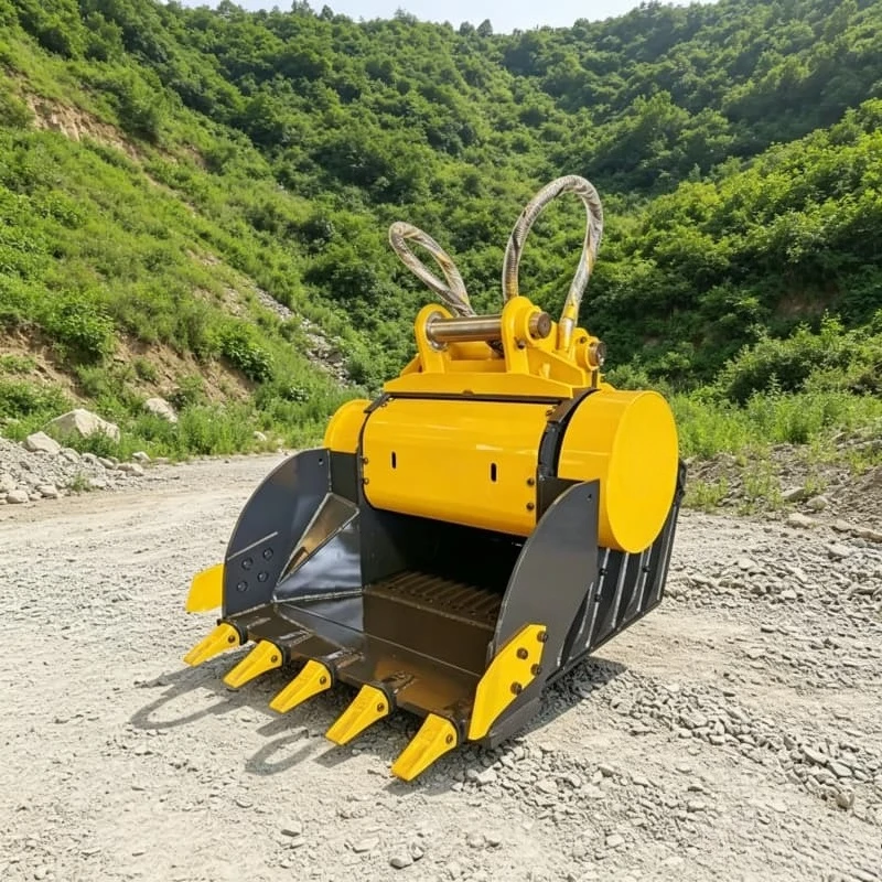 Hydraulic Jaw Crusher Bucket for 19-28 Ton Excavators 0.7m³ Capacity High Strength Steel Wear Resistant for Quarry Mining Custom