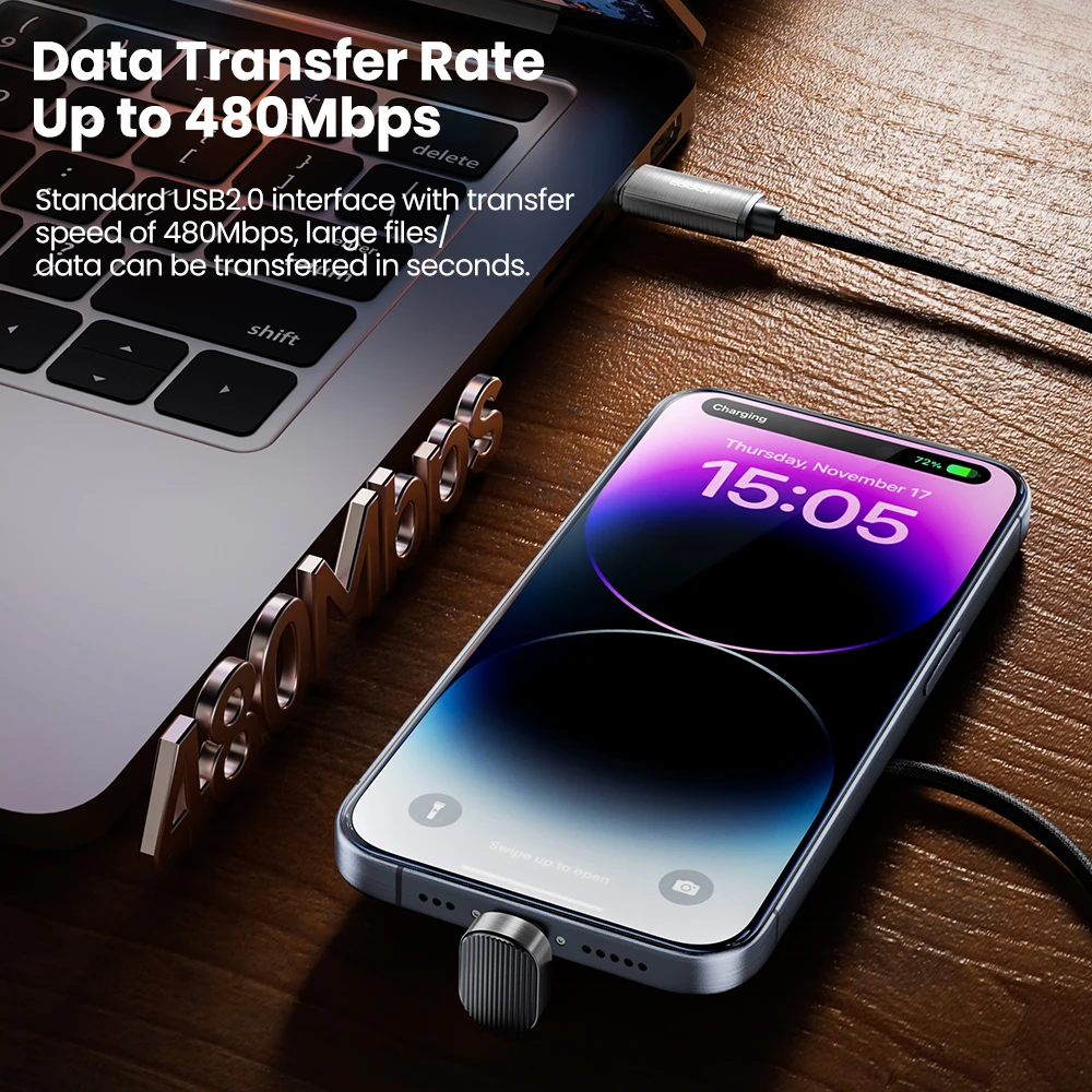 Toocki PD 20W USB C to Lightning Cable for iPhone 14 13 12 11 Pro Max 2.4A Fast Charging USB-C U-shaped for iPad Gaming Cable image 4
