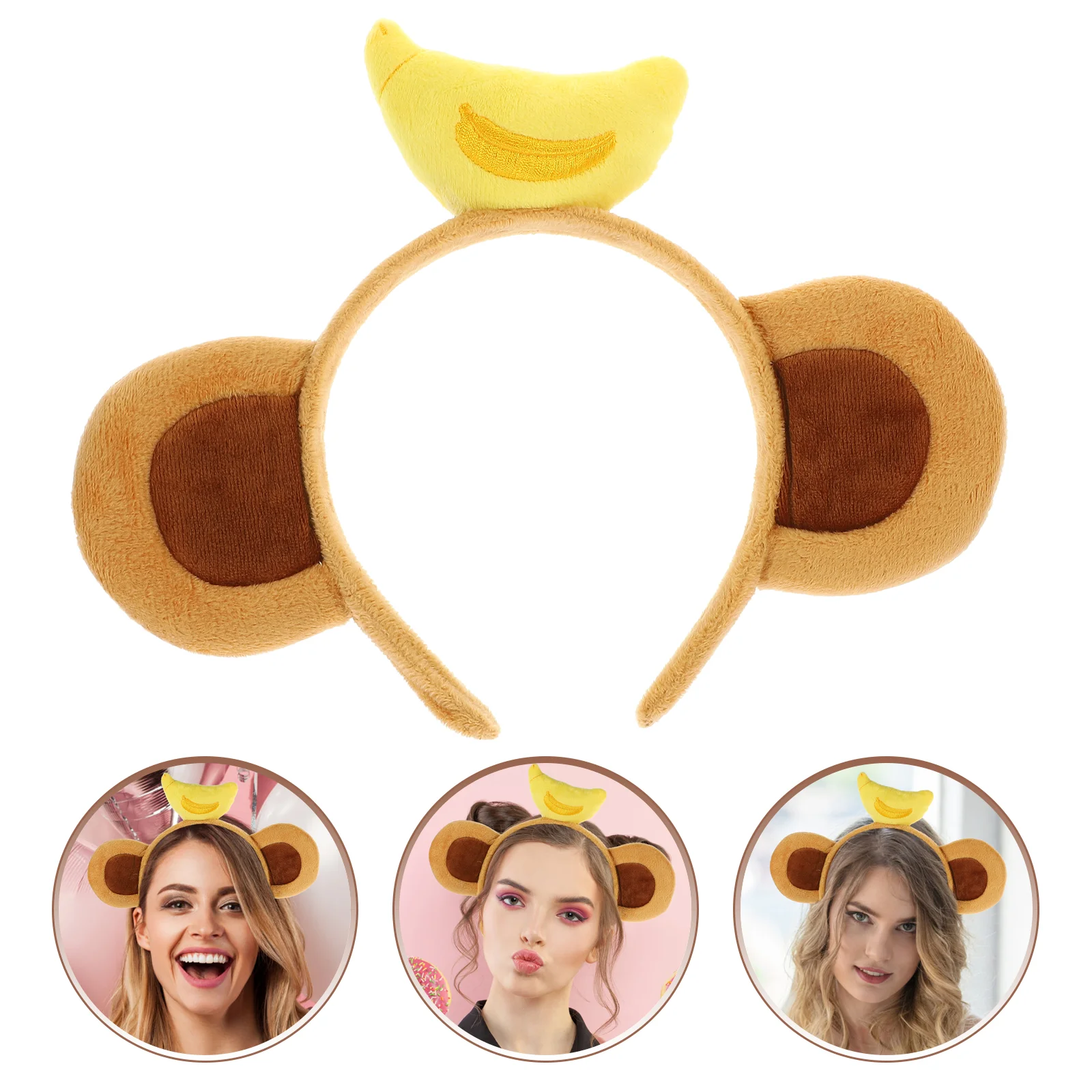 Bandeau oreilles de singe, haut banane en tissu marron foncé, accessoire oreilles d'animaux mignons pour filles, fête pour enfants, mascarade, carnaval, Cosplay