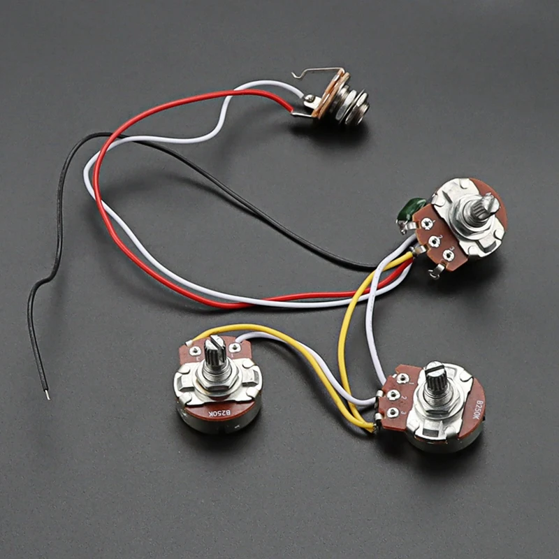 Tone Volume Control Harness A250K B250K Pots Socket Potentiometers For Jazz Bass Guitar Parts