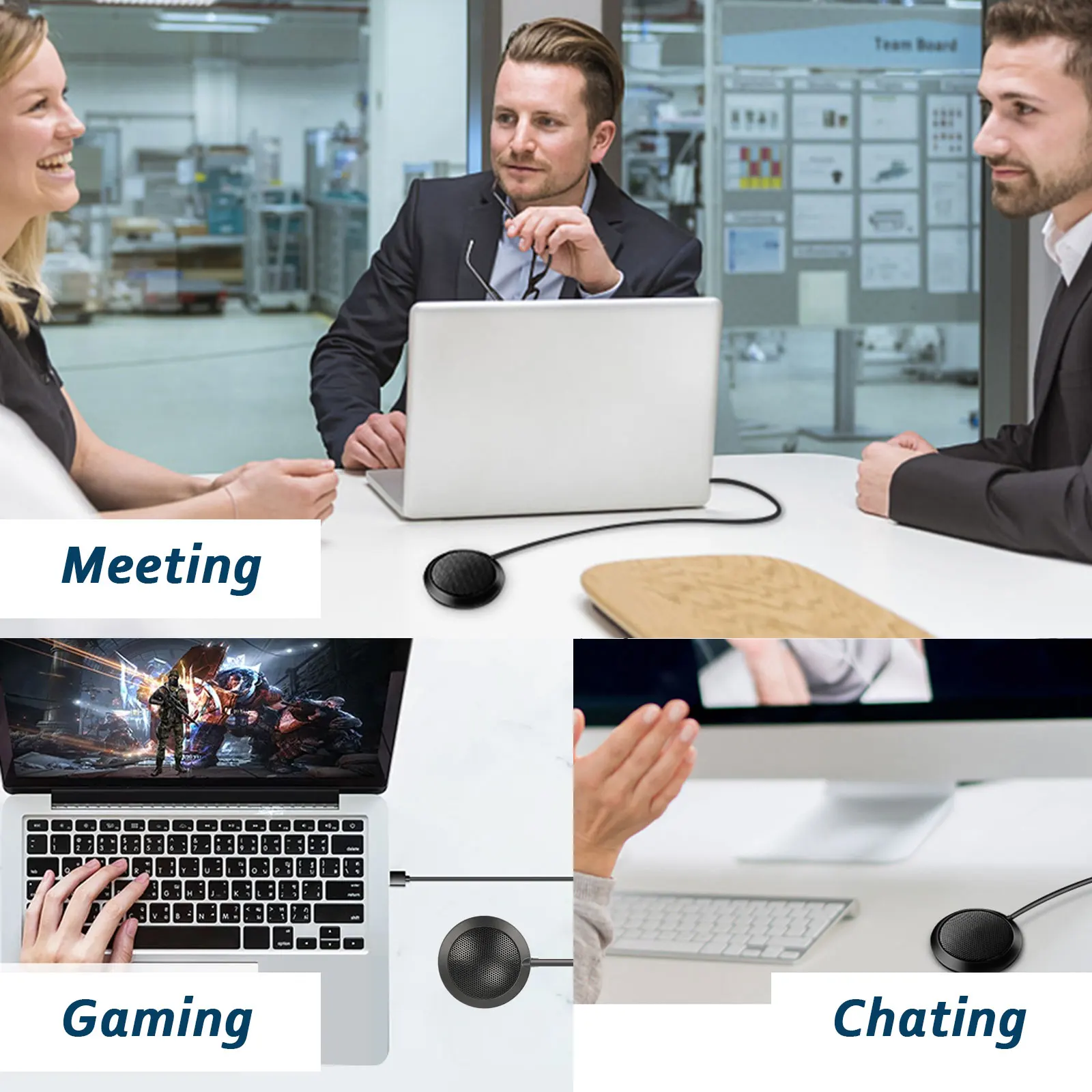 CAMVATE Mikrofon Portabel 360 ° Pengambilan Suara Omnidirectional dengan Koneksi Kabel USB untuk Rapat/Video Jarak Jauh/Webcast/Laptop