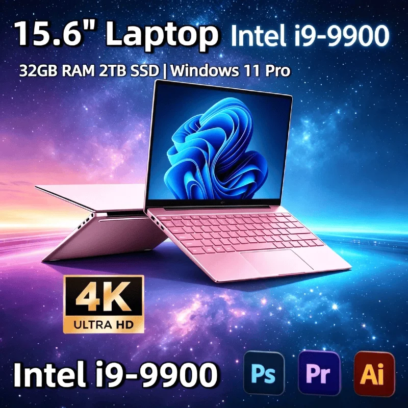 HOT 15.6 Inch Laptop 32GB RAM 2TB SSD Intel Core i9 9900 Windows 11 1920x1080 HD Ultra Slim Gaming Gamer Office