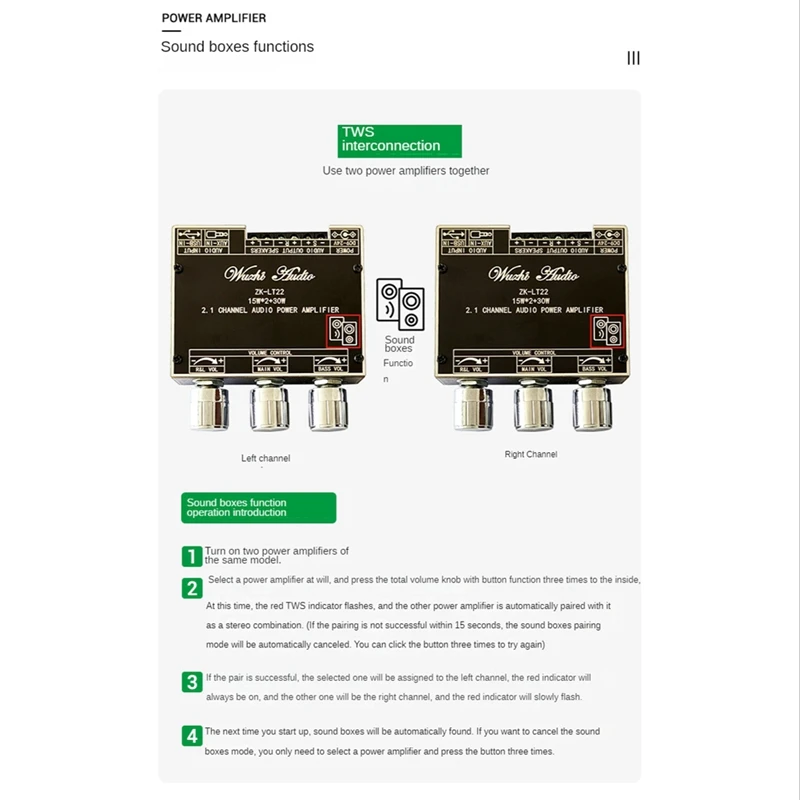 ZK-LT22 Bluetooth Audio Amplifier Board 2.1Channel 15W+15W+30W Subwoofer Digital Audio Power Amplifier Module Promotion