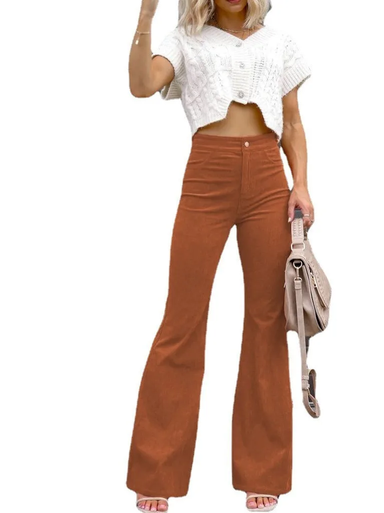 High Waist Pure Color Casual Pants for Women Button Closure Comfortable Loose Fit Long Trousers Ladies Faion Summer 2025