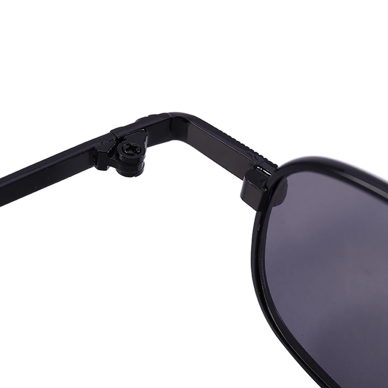 3X Retro Punk Glasses Clear Square Sunglasses Female Retro Sunglasses Men Metal Frame-Black & Black Gray