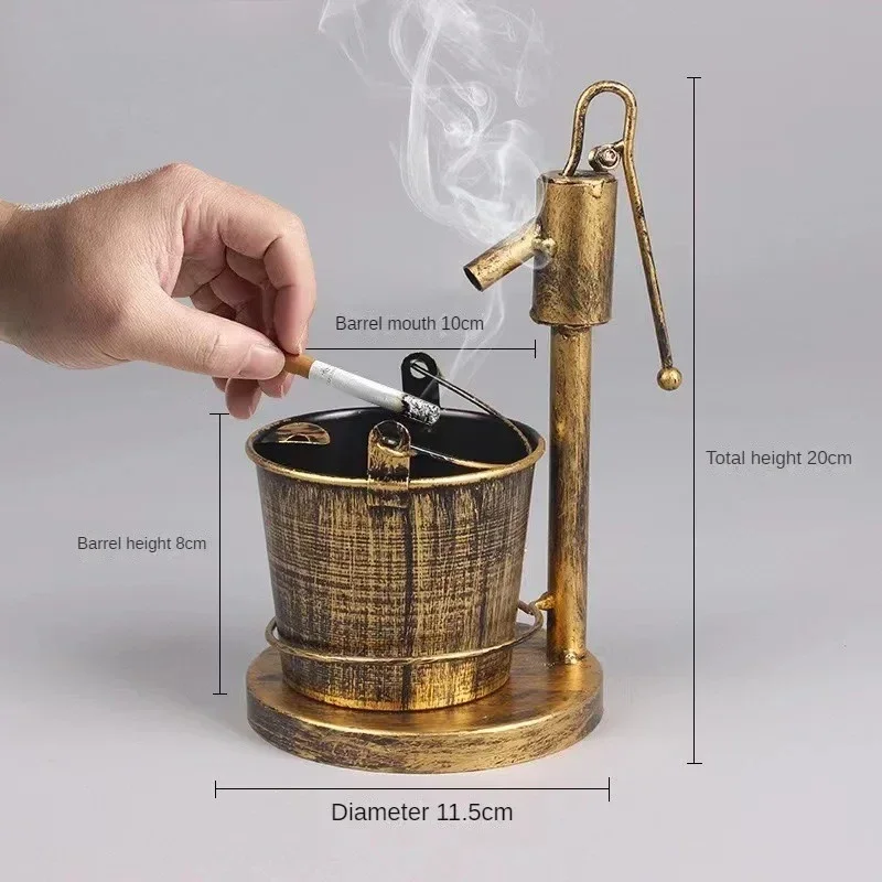 Pattern Vintage Creative Jar Decoration Iron Art Used Home Living Room Tea Table Office European Style Jar AntiDrop Ashtray Home