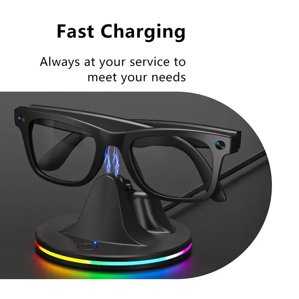 

Умная зарядная док-станция для очков RGB Light Smart Glasses с защитой от скольжения, безопасная зарядная станция для RayBan Meta Wayfarer/Headliner/Skyler/HSTN