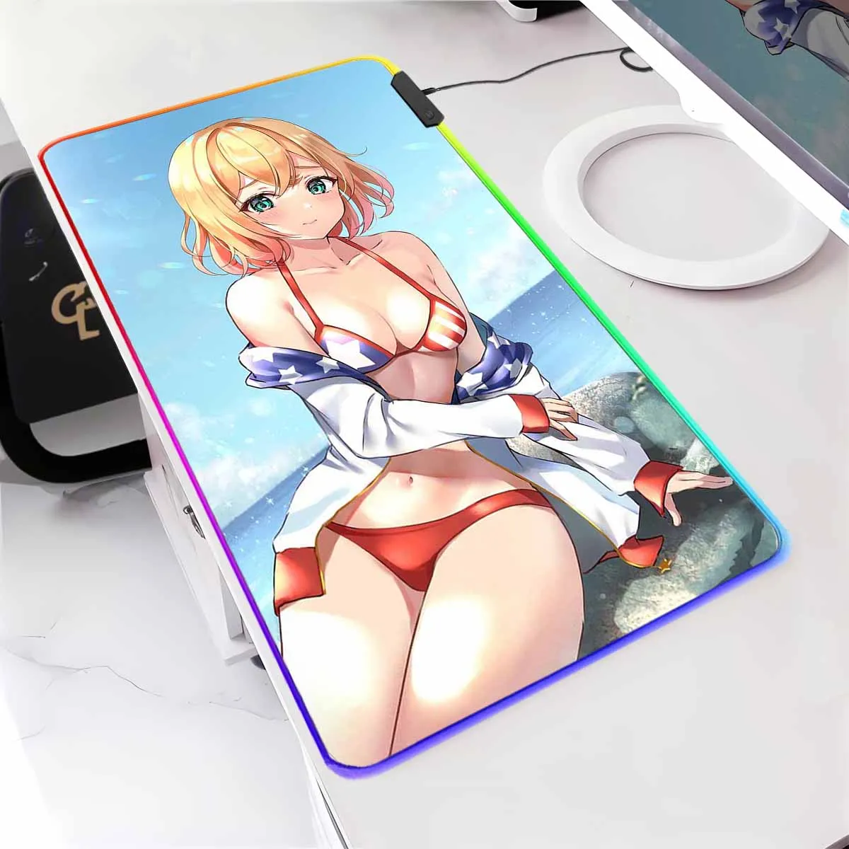 

Аниме R_Rent A G_Girlfriend Mami Nanami RGB коврик для мыши с подсветкой светодиодный коврик для мыши Overwatch нескользящий коврик для мыши Ainime Waifu коврик для клавиатуры