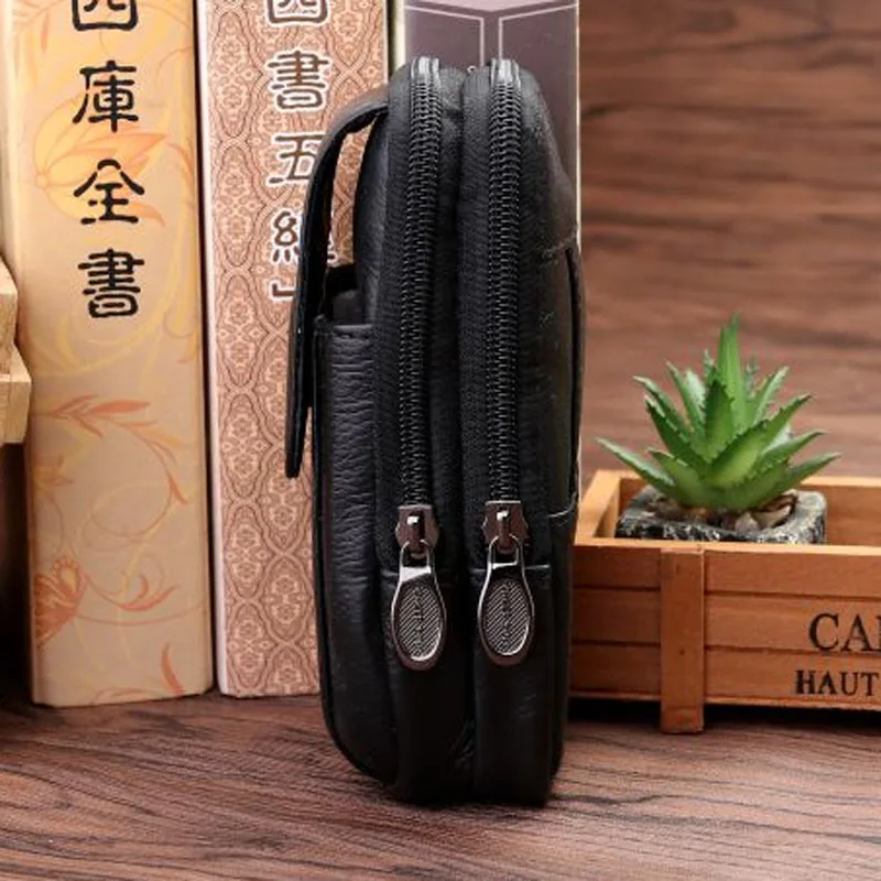 Men Waist Bag Leather Mobile Cell Phone Case Bag Male Loop Skin Belt Waist Bag Hip Bum  Fanny Pack Wallet