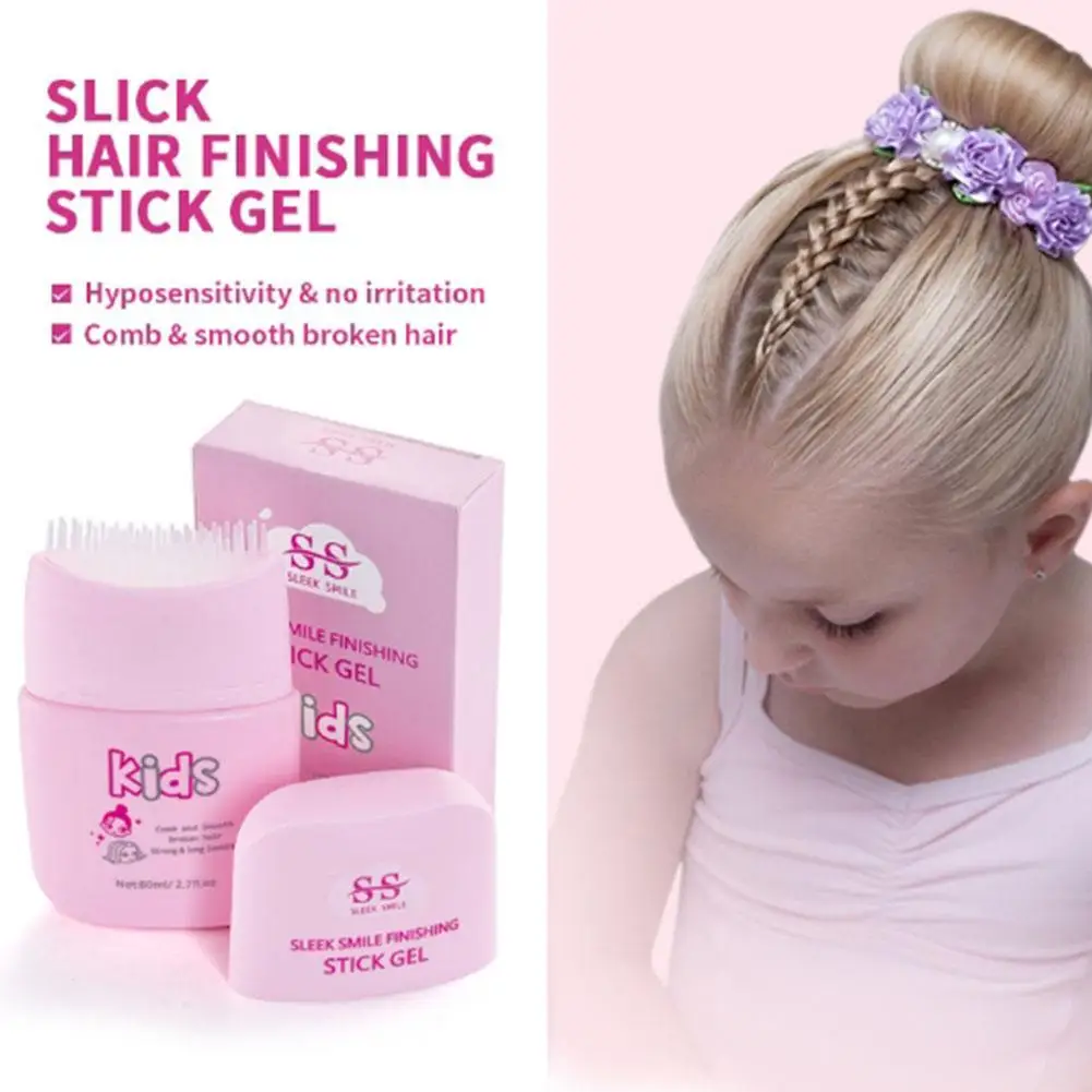 Hair Styling Gel For Kids, Childrens Hair Wax Stick Built-in Comb 2-in-1 Hair Finishing Stick, Natural Refreshing Non-Greasy