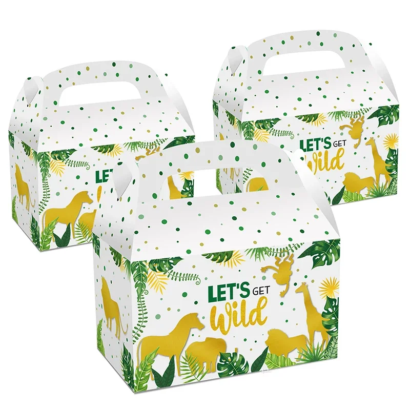 

12pcs Wild One Party Favors Jungle Safari Animal Card Box For Guest Birthday Party Gift Baby Shower Zoo Decoration Supplies