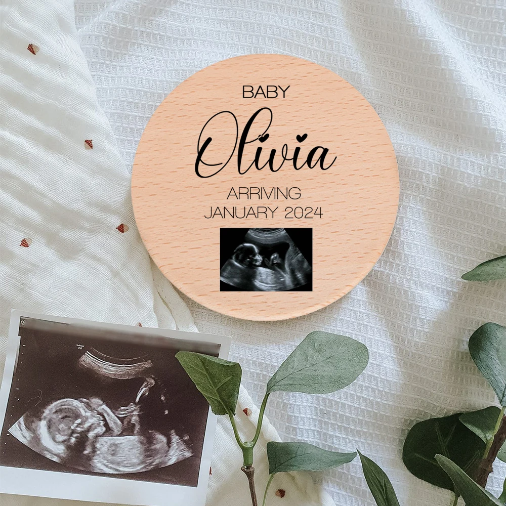 Personalised Baby Announcement Arriving Soon Sign Plaque Baby Scan Photo Prop Plaque Wooden Baby Announcement Sign