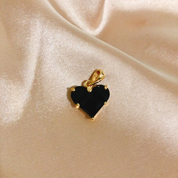 2 pieces CZ pave Gold Heart Charms 20x14mm, 18K Gold Plated Brass Heart Pendants