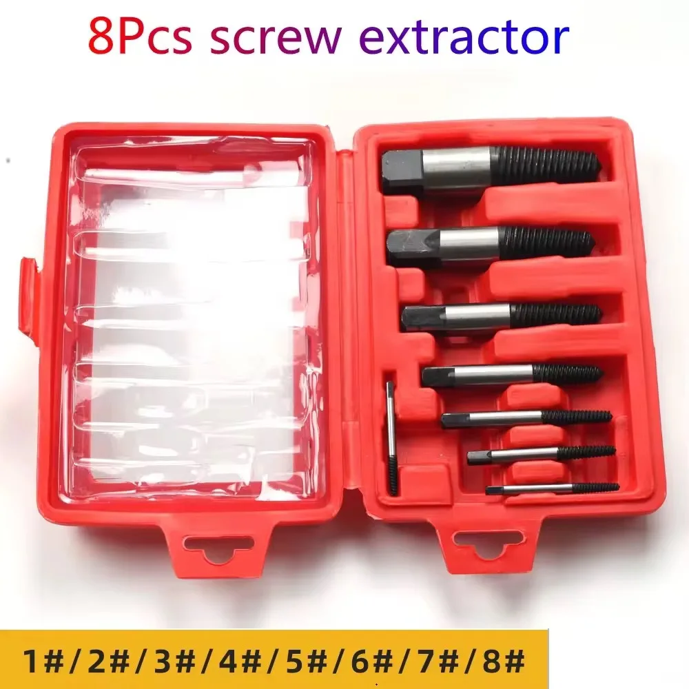6-8 Pcs Set Screw Extractor Easily Take Out Damaged Water Pipe Extractor Broken Bolt Screws Remover Woodworking Tools Drill Bits