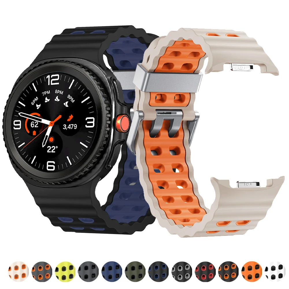 Pulseira esportiva de silicone de dois tons para Samsung Galaxy Watch8 Classic Marine Band Pulseira para Galaxy 8 Classic /8 40 44mm Pulseira