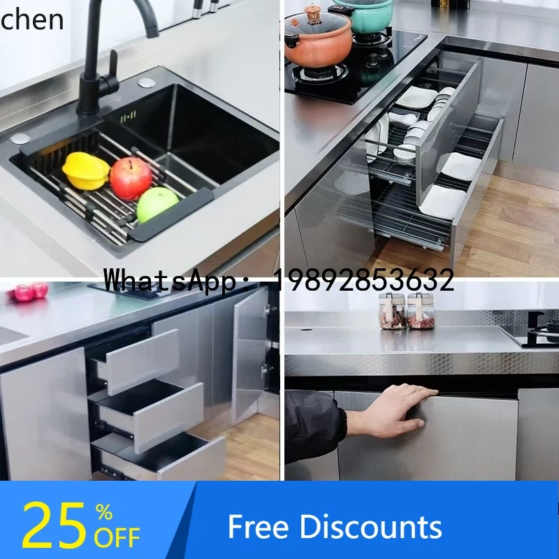 AB   Stainless Steel Kitchen Cinet Simple Stove Integrated Cinet Household Economical Storage Bo