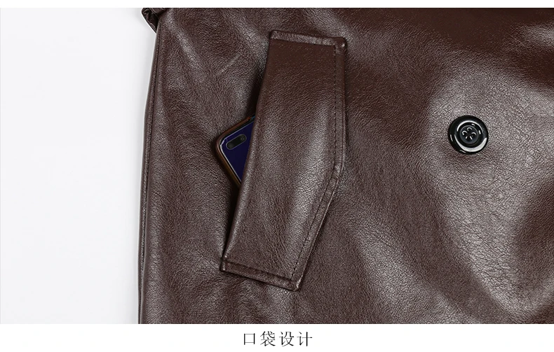 Lautaro Spring Autumn Long Black Soft Pu Leather Trench Coat for Women Belt Double Breasted Cool Handsome European Fashion 2022