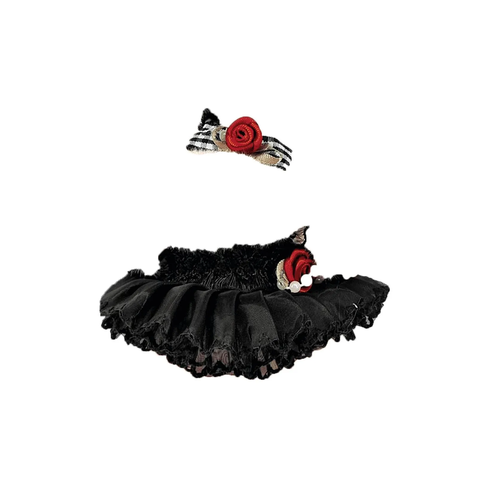 17cm 미니 봉제 인형 의류 복장 액세서리 한국 Kpop Labubu 아이돌 블랙 프린세스 거즈 스커트 의류