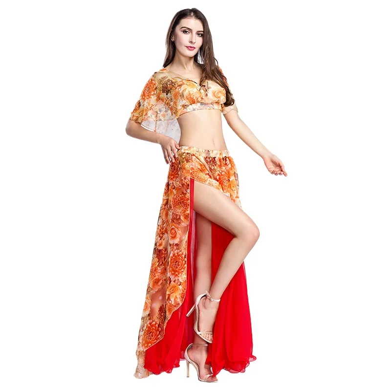 

2023 New Belly Dance Clothing Women's Practice Clothes Suit Sexy Beginners Oriental Dance Skirt 8809