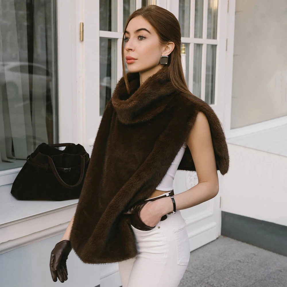 

Ticketsx Women Wool Vest Jacket Fashion New Solid Sleeveless Winter Warm Vest Jacket Vintage Casual Female High Street Jacket