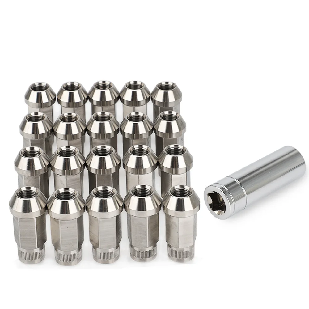 Car modification wheel hub nuts, multiple specifications, 304 stainless steel wheel hub nuts with sleeves, 20 pieces