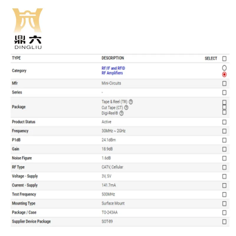 PHA-23LN + Ic Rf Amp Catv 30Mhz-2Ghz SOT89 PHA-23LN + Rf Versterker Ic