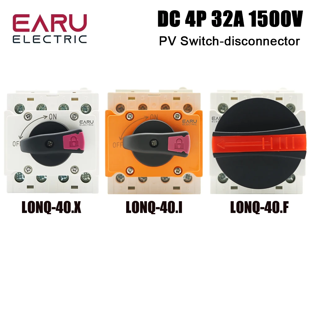 

LONQ-40 Solar DC 4P 32A 1500V фотоэлектрический переключатель-разъединитель с вращающейся ручкой-изолятор поворотный переключатель для солнечной распределительной коробки Din-рейка