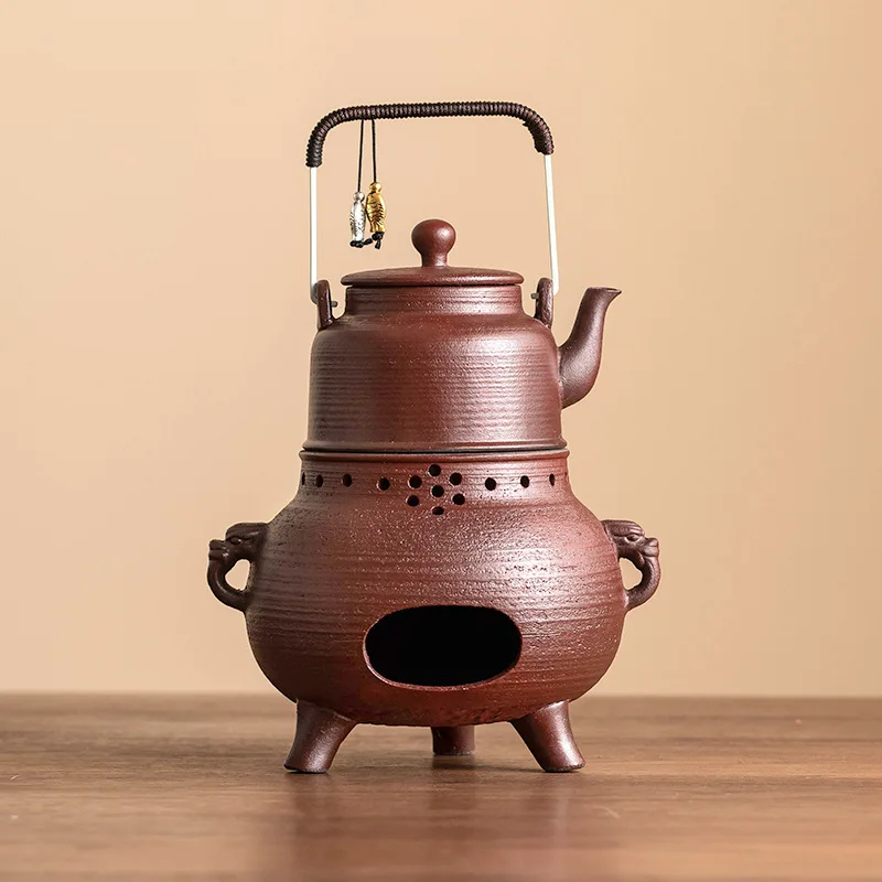 

Грубая керамика, набор для приготовления чая с красной грязью, теплая чайная плита, теплая чайная плита, бытовой ретро-чайник, нагревательная основа, спиртовая плита, карбоновая