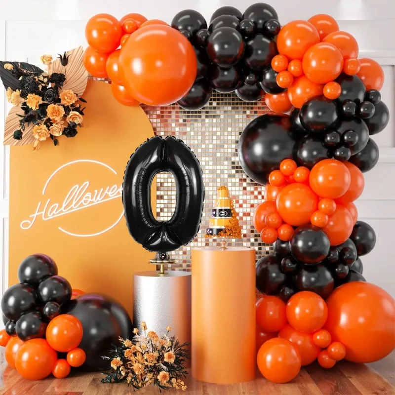 

The Orange and Black Balloon Set with Digital Balloons and Latex Balloons is Suitable for Graduation and Birthday Decorations