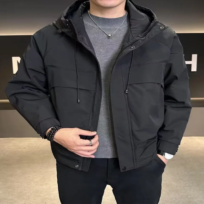 Veste à capuche pour hommes, vêtements de travail tendance, coupe ample, polyvalent, manteau coupe-vent décontracté pour l'extérieur, nouvelle collection printemps et automne