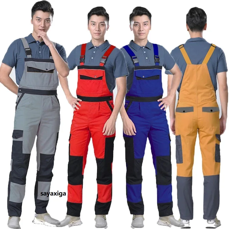 

2024 Men Bib Working Overalls Male Work Wear Uniform Fashion Tooling Overall Worker Repairman Strap Jumpsuit Customize Logos