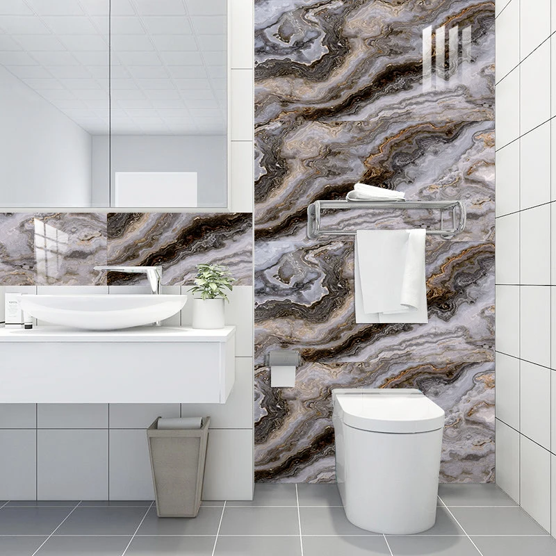 10pcs American Style Marble Texture Wall Stickers Oil-proof Kitchen Backsplash Washbasin Table Peel & Stick Art Decals