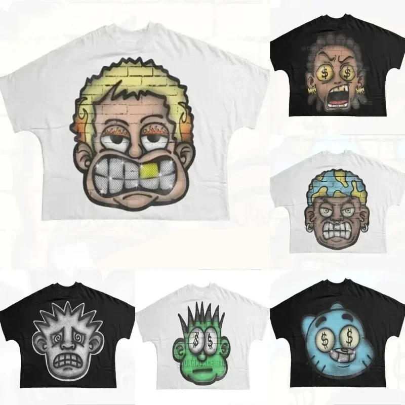 

Дизайнерские мужские футболки Y2k Рубашка Harajuku Негабаритная Высококачественная винтажная рубашка с рисунком Уличная одежда Верхняя готическая одежда Размер S-4XL