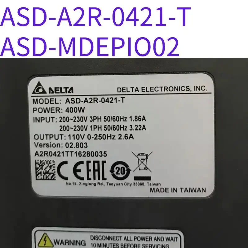 Used Original  Servo driver ASD-MDEPIO02 ASD-A2R-0421-T