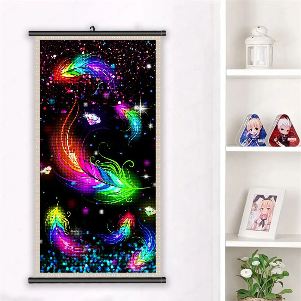 Imagem -03 - Quadro de Pintura Diamante Colorido Pena 5d Faça Você Mesmo Diamante Bordado Mosaico Arte com Quadro Rolagem Imagem Decoração para Casa Quadros