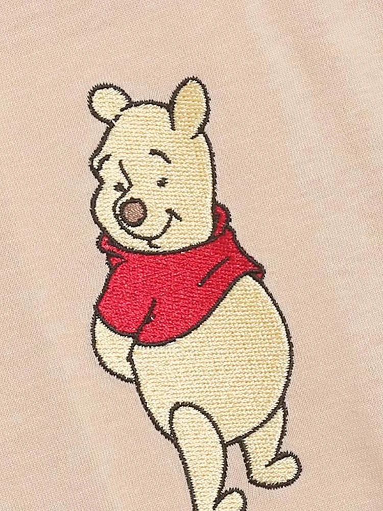 Disney T-Shirt Winnie the Pooh Bear Eeyore Cartoon Print Embroidery Fashion Women O-Neck Pullover Short Sleeve Tee Tops Female