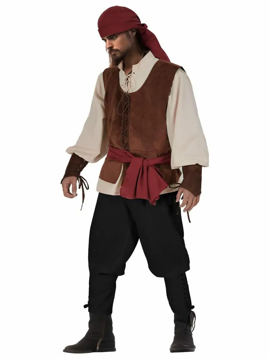 جديد loween الكاريبي القرون الوسطى القراصنة سترة الكبار مرحلة الأداء زي مادة البوليستر الاتجاه العرقي Faion