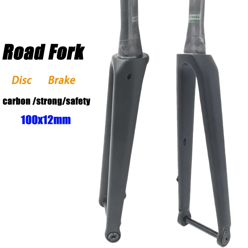 

700C 28.6mm Racing Road Bike Matte black Full Carbon Fiber Front Fork Carbon Fiber Track Fixed Gear 100x12mm Bike parts