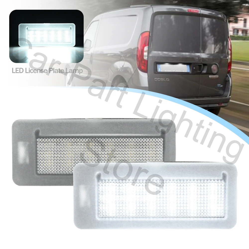 2Pcs Car Led License Number Plate Light Lamp For Fiat Doblo 2010-2022 Opel/Vauxhall Combo D 2015-2022 Ram ProMaster City Can-bus