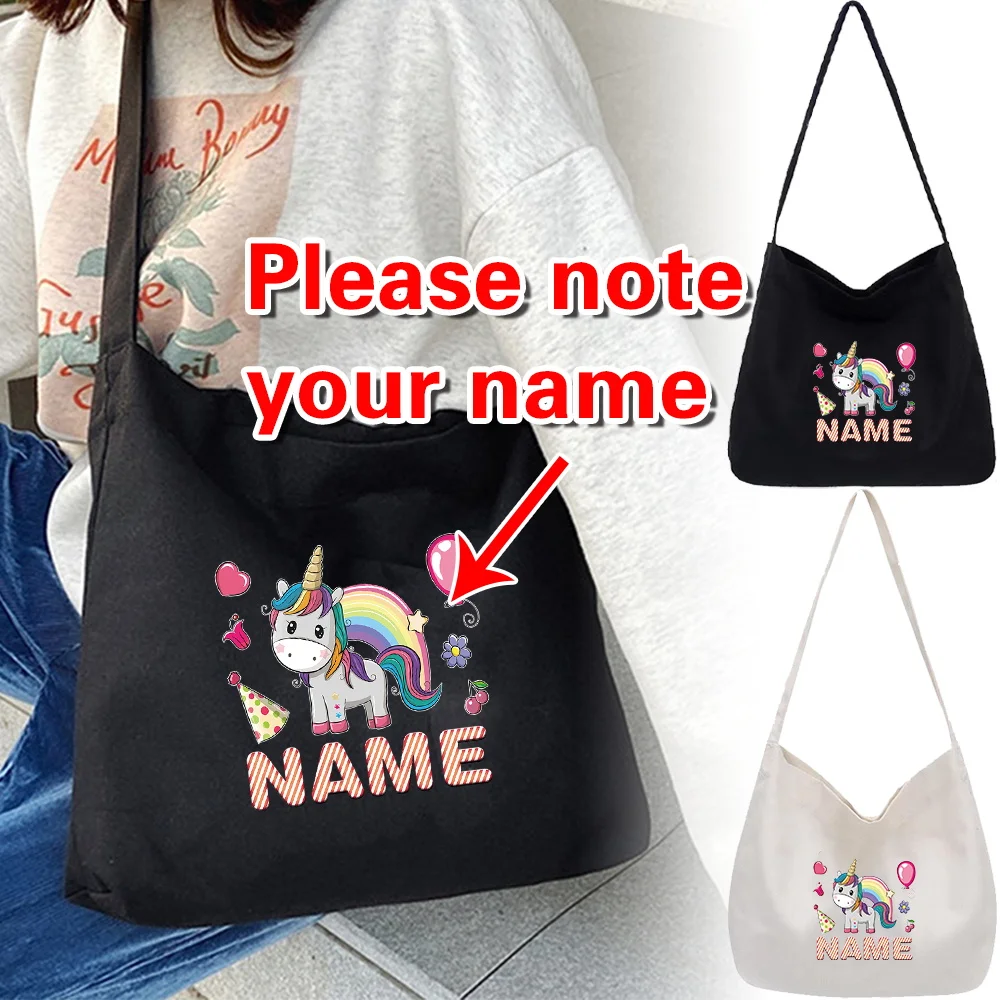 

Personalized Customized Name Single Shoulder Canvas Bag Fashion Crossbody Bag High-quality Storage Pack Foldable Shopping Bags