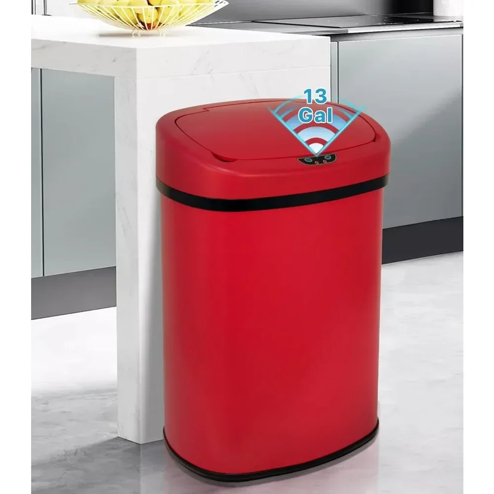 Automatic Trash Can 13 Gallon Garbage Can with Lid Stainless Steel Large Capacity Touchless Kitchen Trash Can 50L Motion Sensor