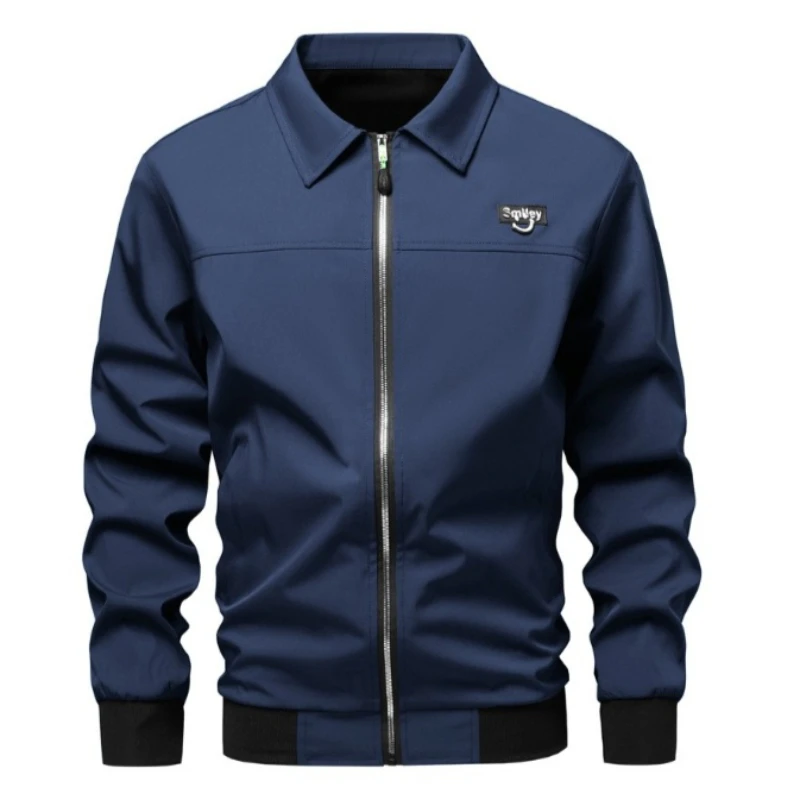 

Мужская деловая повседневная куртка на молнии, тонкое пальто, осенний простой однотонный модный приталенный пиджак для мужчин, весна 2026