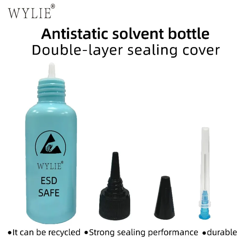 

Бутылка для растворителя WYLIE 60 мл, безопасная для ESD, с двойной крышкой, герметичная, для ремонта мобильных телефонов, для спирта, клея, растворов, инструмент для дозирования растворителя