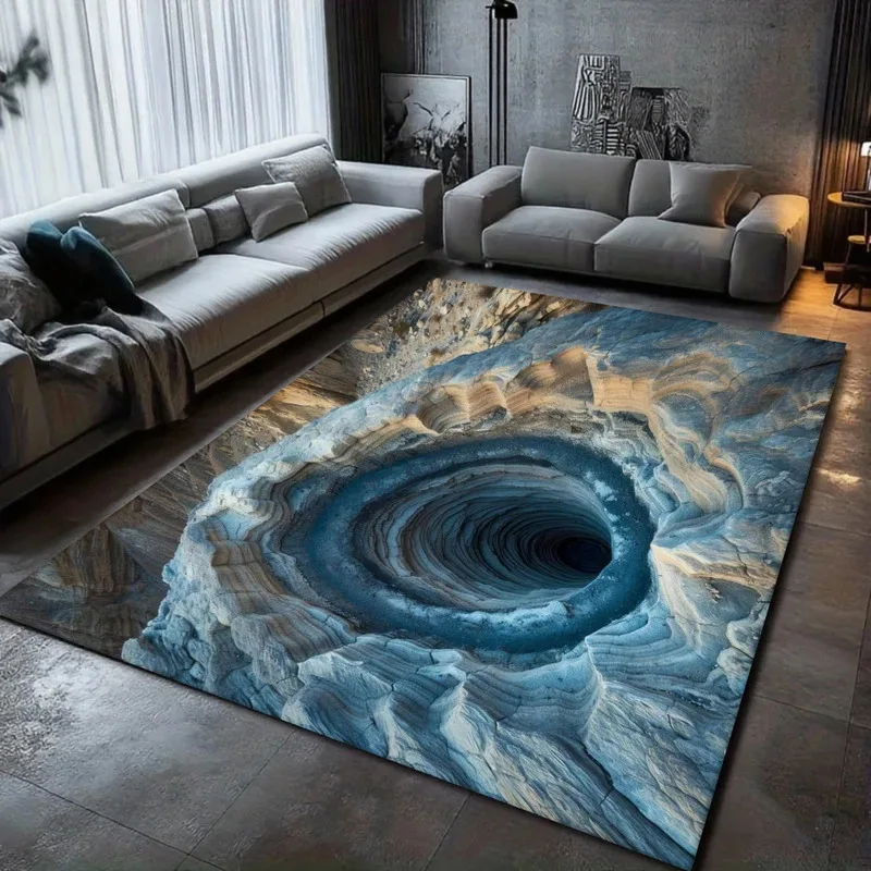 VIKAMA Black Hole Vision Living Room Rug Hard Wearing Easy Care Floor Mat Modern Minimalist Bedroom Decorative Rug