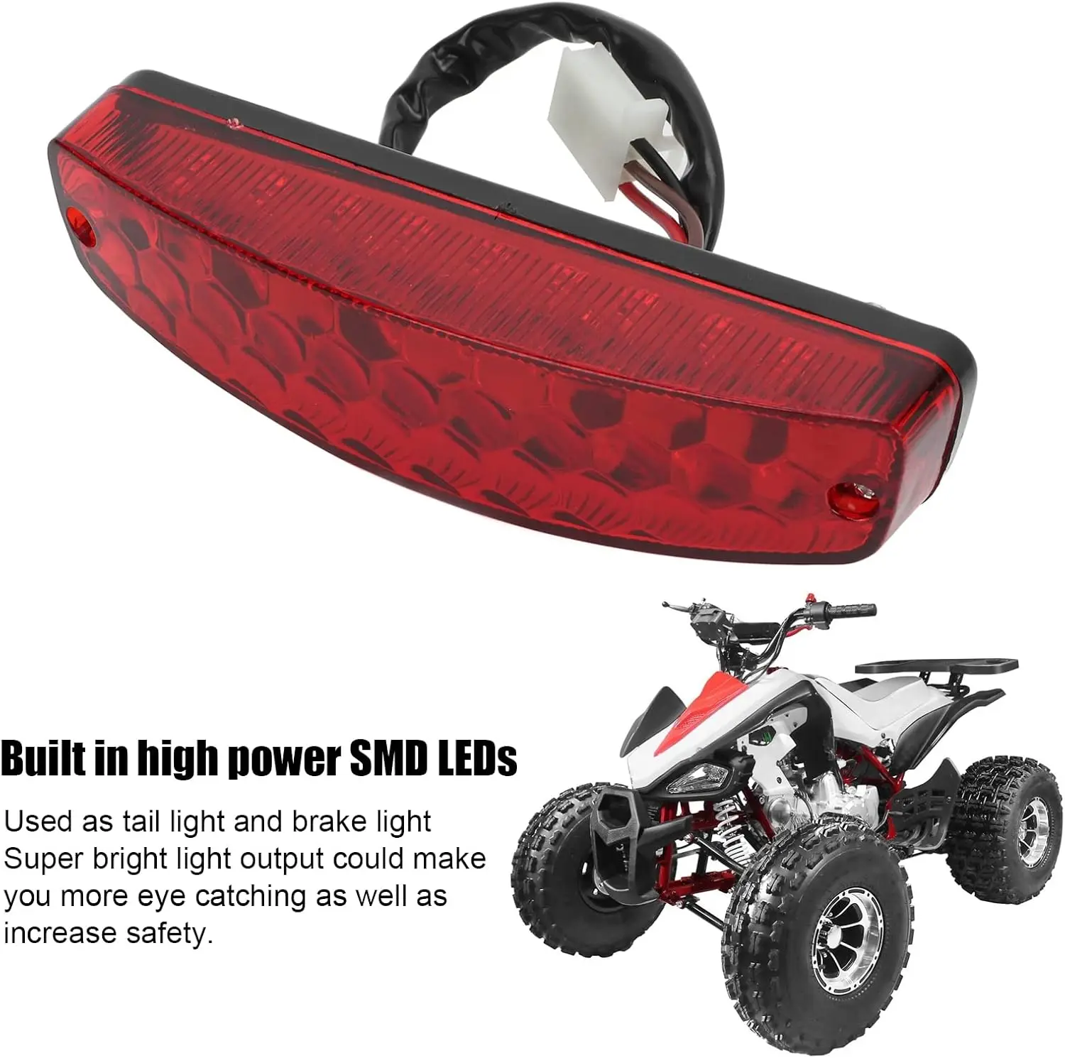 ATV 12V 3 Wire Red Brake Stop Light License Taillight for Off Road Motorcycle Signal Lamp Accessories