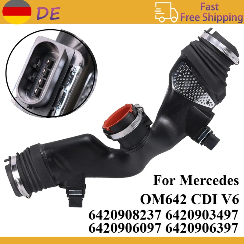 Motor Air Turbo Ansaugrohr mit Dual-Luftmassenmesser-Messgerät für Mercedes OM642 CDI V6 W204 W211 W251 W164 W221 6420908237