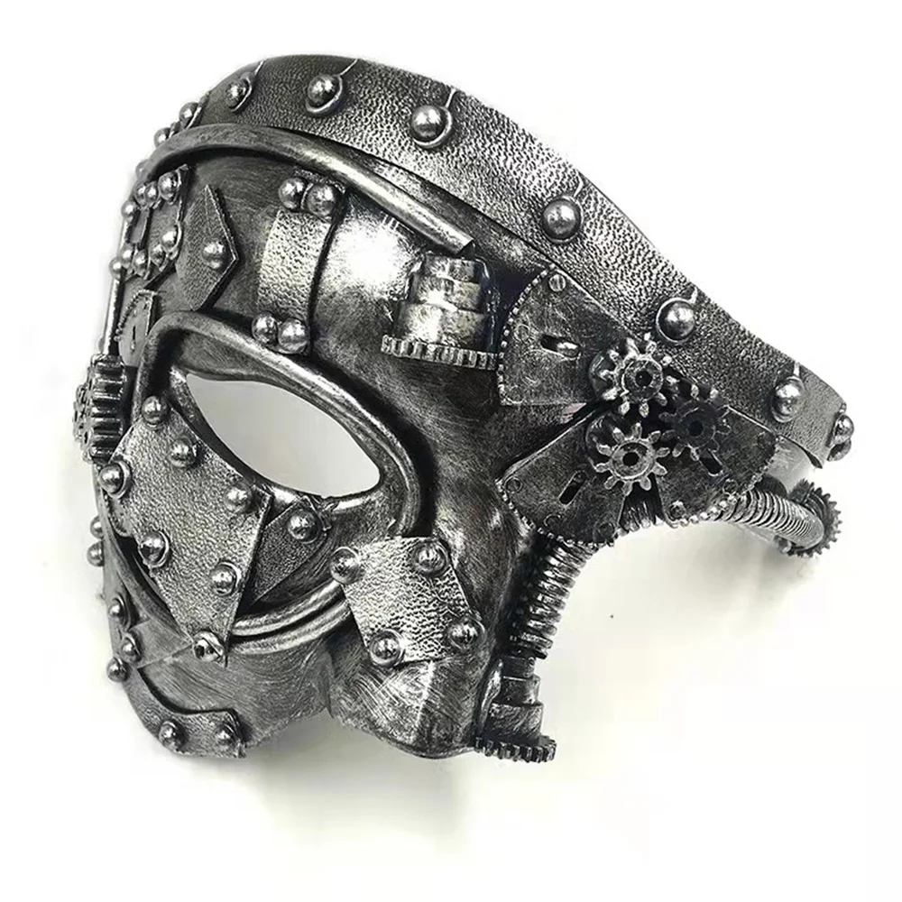 Cosplay Steampunk ghost mask, mechanical equipment, half face, Halloween costume, Christmas party accessories, Adult Animation