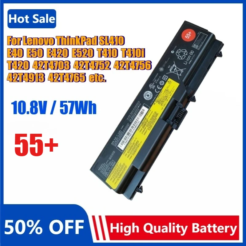 

10.8V 57Wh Laptop Battery for Lenovo ThinkPad SL410 E40 E50 E420 E520 T410 T410i T420 42T4703 42T4752 42T4756 42T4913 42T4765